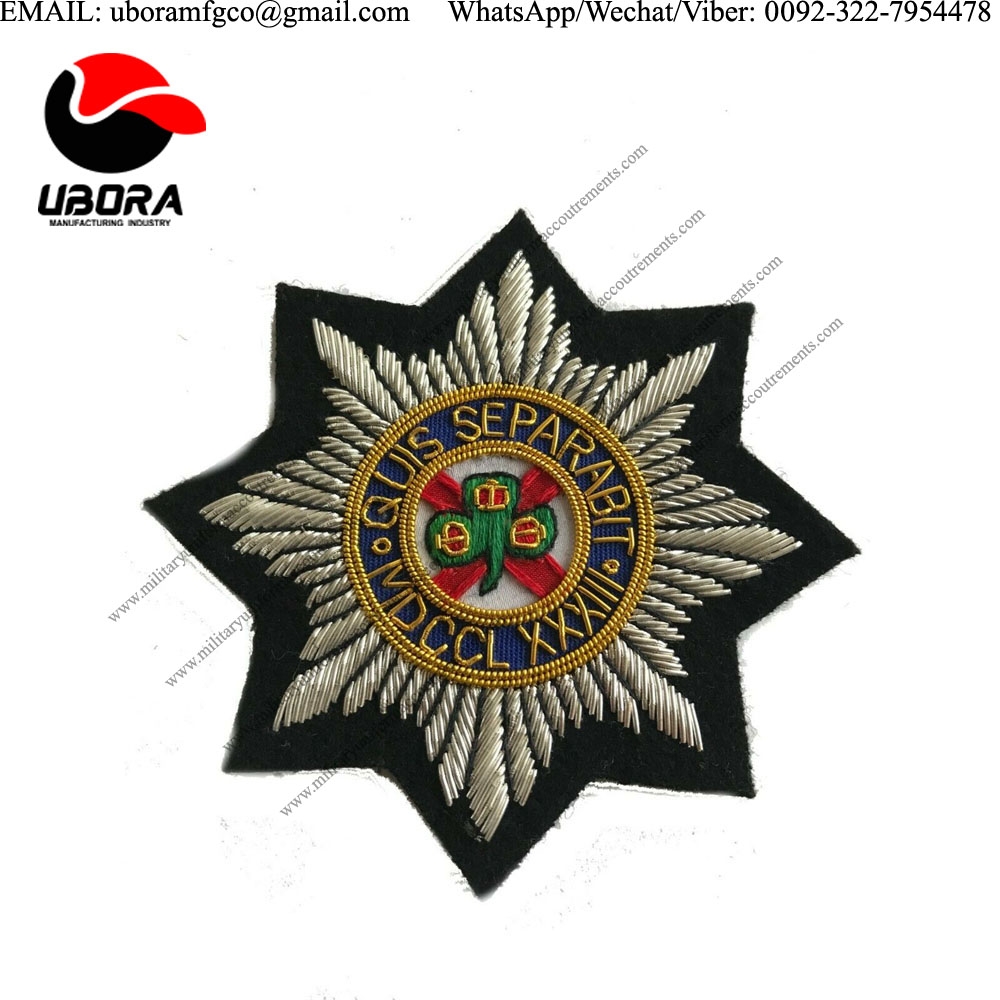sew on badge Irish Guards Military Blazer Badge Wire Bullion Badge gold work Indian hand knitted